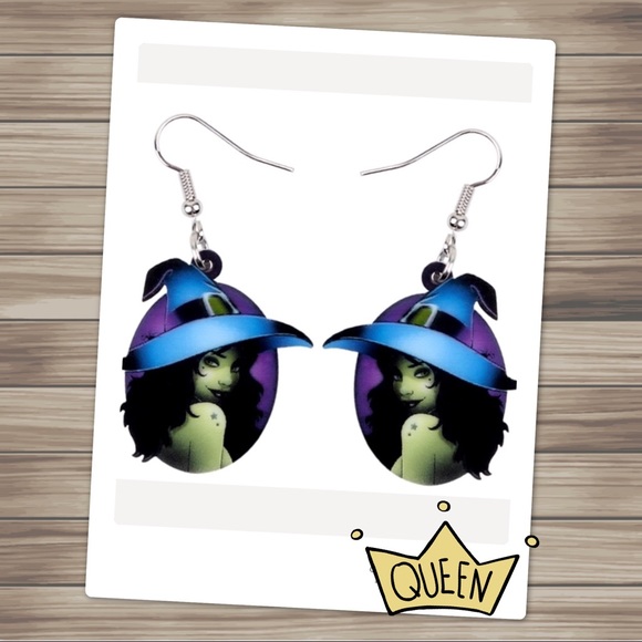 Sexy Witch Acrylic Earrings Halloween - Picture 2 of 7